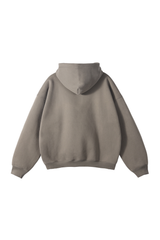 Fleece-Lined Pullover Hoodie in Taupe – back product view