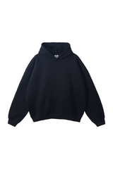 Fleece-Lined Pullover Hoodie in Black – front product view