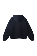 Fleece-Lined Pullover Hoodie in Black – back product view