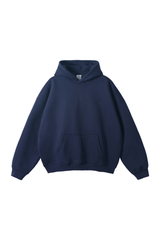 Fleece-Lined Pullover Hoodie in Navy – front product view