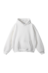 Fleece-Lined Pullover Hoodie in White – front product view