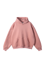 Fleece-Lined Pullover Hoodie in Dusty Pink – front product view