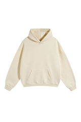 Fleece-Lined Pullover Hoodie in Cream – front product view