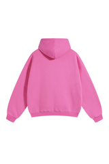 Fleece-Lined Pullover Hoodie in Fuchsia – back product view