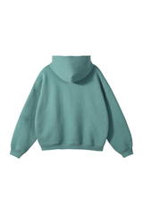 Fleece-Lined Pullover Hoodie in Green – back product view