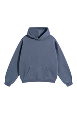 Fleece-Lined Pullover Hoodie in Denim Blue – front product view