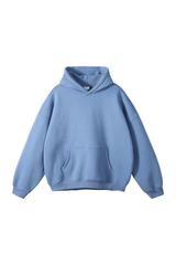 Fleece-Lined Pullover Hoodie in Light Blue – front product view