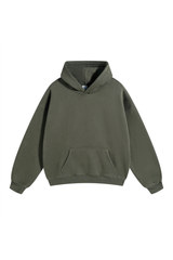 Fleece-Lined Pullover Hoodie in Olive – front product view