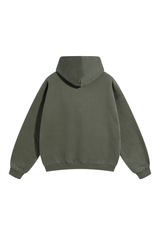 Fleece-Lined Pullover Hoodie in Olive – back product view