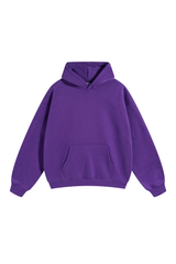 Fleece-Lined Pullover Hoodie in Purple – front product view