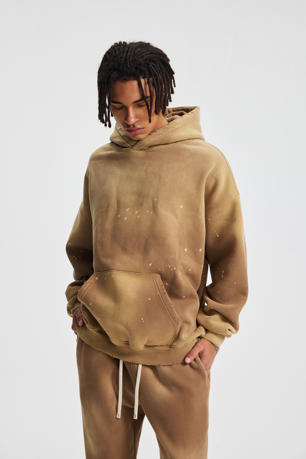 Paint-Splatter Washed Hoodie
