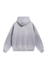 Paint-Splatter Washed Hoodie in Light Grey – back view
