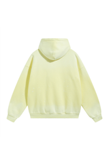Paint-Splatter Washed Hoodie in Yellow – back view