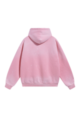 Paint-Splatter Washed Hoodie in Rose Pink – back view