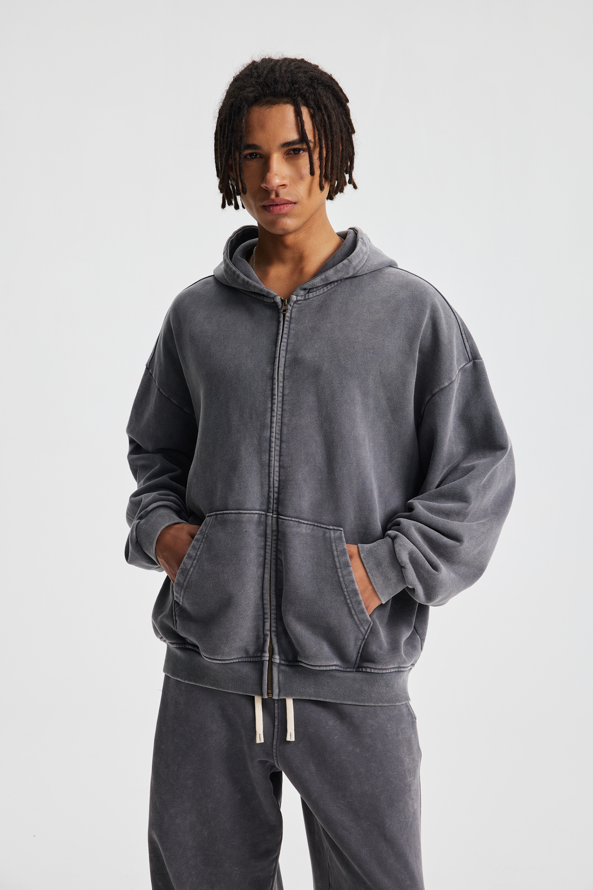 Heavyweight Vintage Washed Full-Zip Hoodie