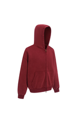 Cropped Boxy Zip Hoodie in Burgundy – back view