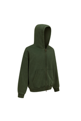Cropped Boxy Zip Hoodie in Forest Green – back view