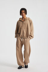 Cropped Boxy Zip Hoodie – styled front view
