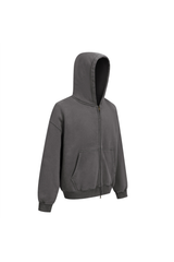 Cropped Boxy Zip Hoodie in Dark Grey – back view