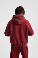 Distressed Rib-Panel Hoodie – fit and silhouette view