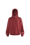 Distressed Rib-Panel Hoodie in Burgundy – front view