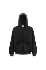 Distressed Two-Way Zip Hoodie