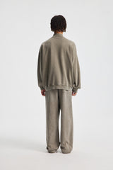 Washed Funnel-Neck Zip Sweatshirt – fabric and construction detail
