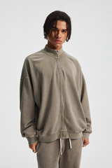 Washed Funnel-Neck Zip Sweatshirt – styled product view