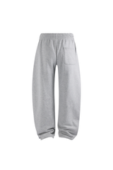 Brushed-Fleece Barrel-Leg Joggers in Grey Marl – detail view
