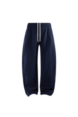 Brushed-Fleece Barrel-Leg Joggers in Navy – front product view