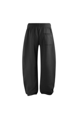 Brushed-Fleece Barrel-Leg Joggers in Charcoal – detail view