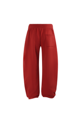 Brushed-Fleece Barrel-Leg Joggers in Brick Red – detail view