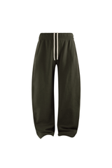 Brushed-Fleece Barrel-Leg Joggers in Olive – front product view