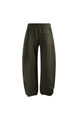 Brushed-Fleece Barrel-Leg Joggers in Olive – detail view