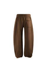 Brushed-Fleece Barrel-Leg Joggers in Brown – detail view