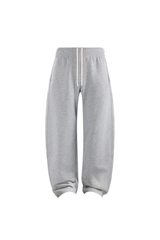 Brushed-Fleece Barrel-Leg Joggers in Grey Marl – front product view
