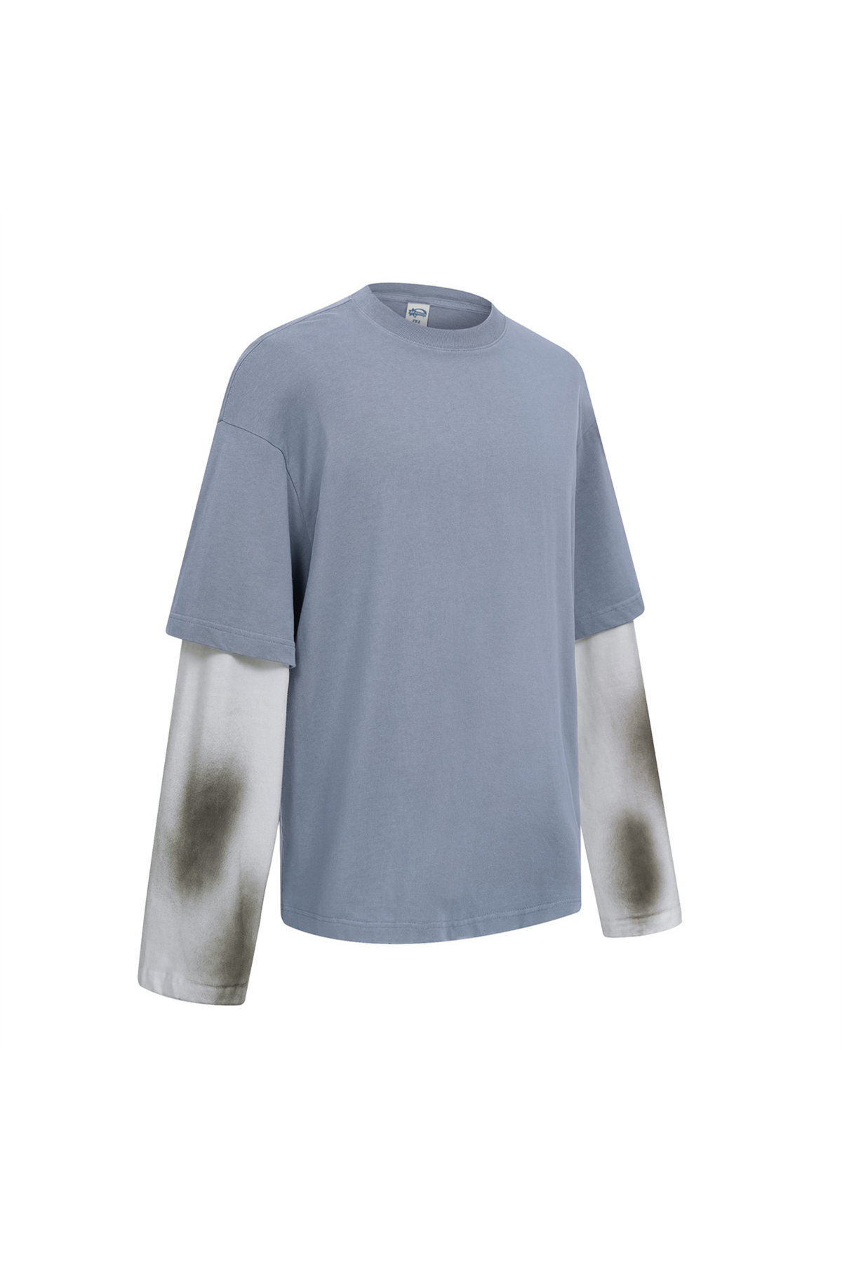 Faded Layered Long-Sleeve T-Shirt in Grey – back view