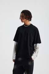 Faded Layered Long-Sleeve T-Shirt – fit and silhouette view