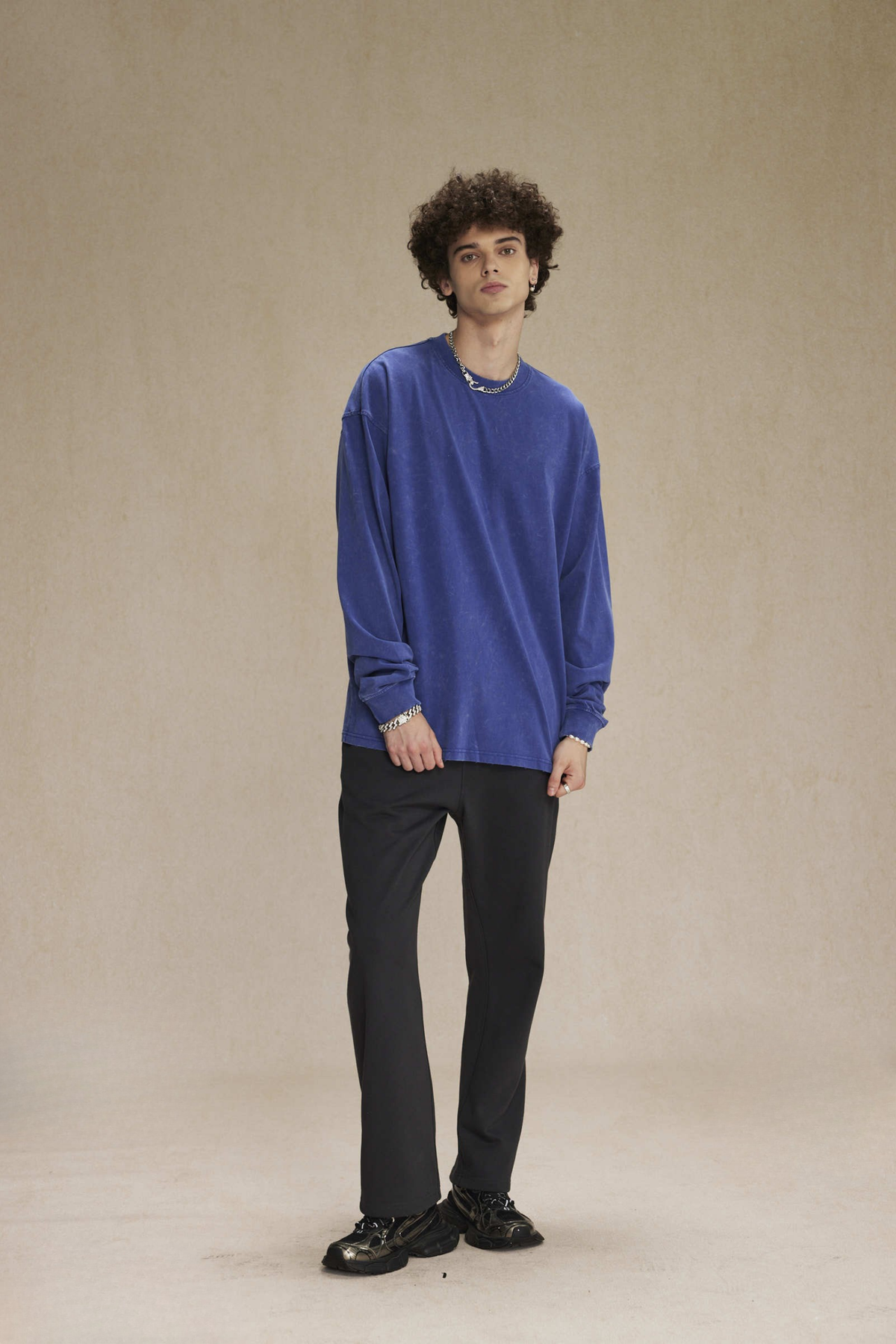 Distressed Washed Long-Sleeve T-Shirt