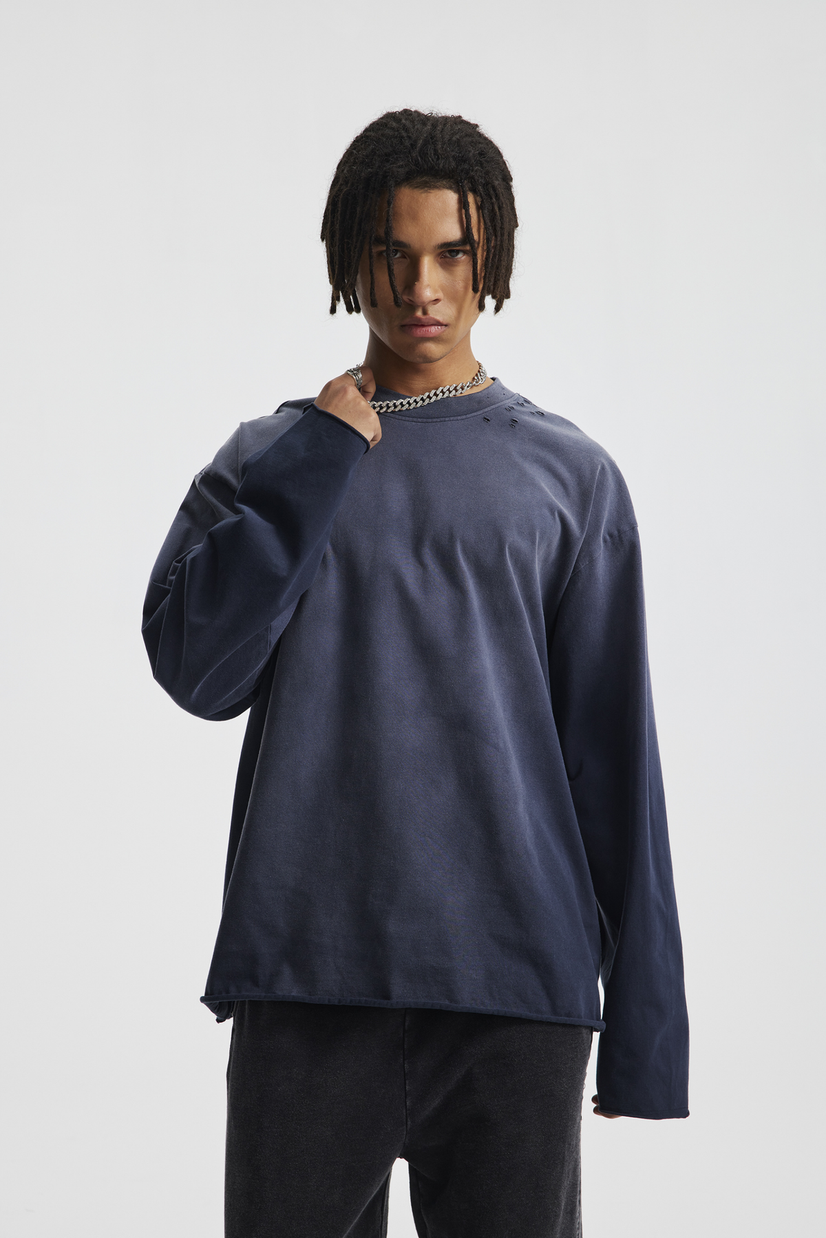 Raw Edge Long Sleeve T-Shirt