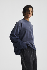 Raw Edge Long Sleeve T-Shirt – fit and silhouette view