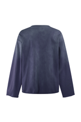 Raw Edge Long Sleeve T-Shirt in Navy – close-up detail