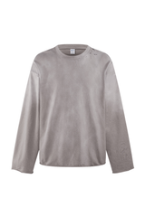 Raw Edge Long Sleeve T-Shirt in Grey – front view