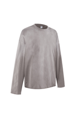 Raw Edge Long Sleeve T-Shirt in Grey – close-up detail