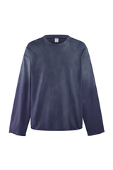 Raw Edge Long Sleeve T-Shirt in Navy – front view