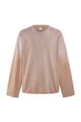 Raw Edge Long Sleeve T-Shirt in Sand – front view