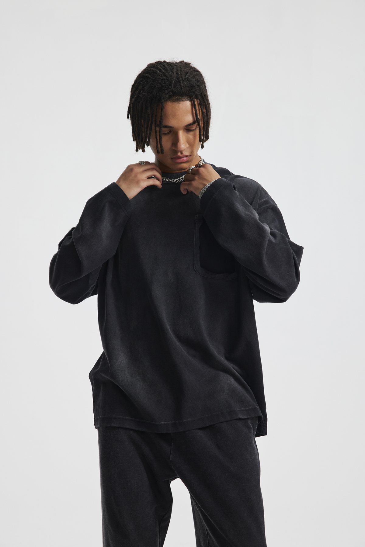 Faded Pocket Long-Sleeve T-Shirt – styled product view
