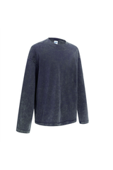 Contrast-Stitch Long-Sleeve T-Shirt in Navy – back product view