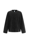 Contrast-Stitch Long-Sleeve T-Shirt in Black – front product view