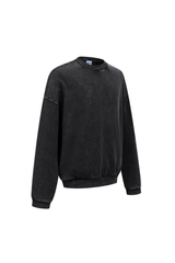 Washed Mock-Neck Sweatshirt in Black – back view
